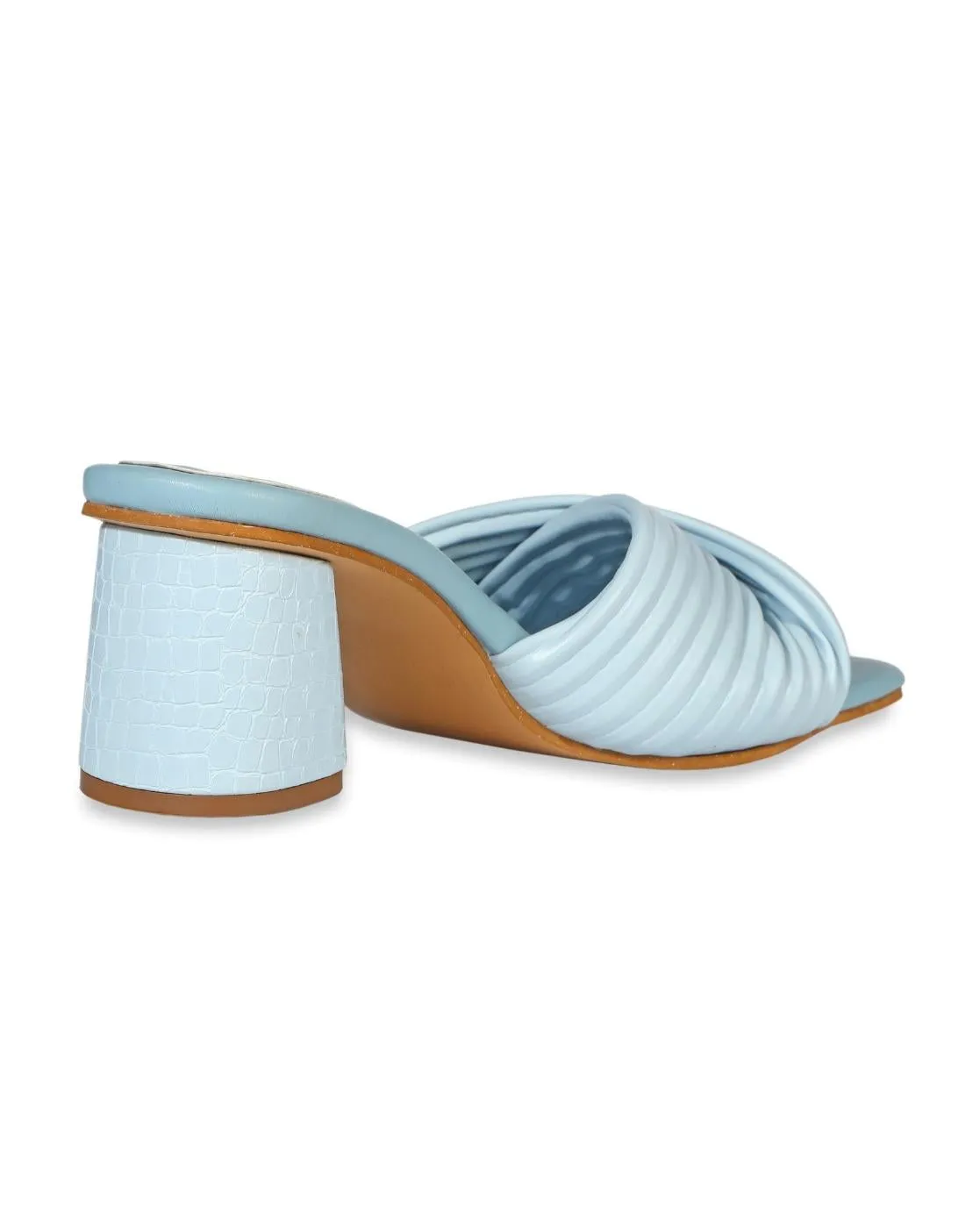 Pastel Blue Twisted Strap Block Heels for Women