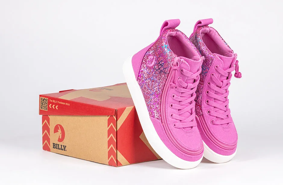 Pink Printed Canvas BILLY Classic Lace High Tops