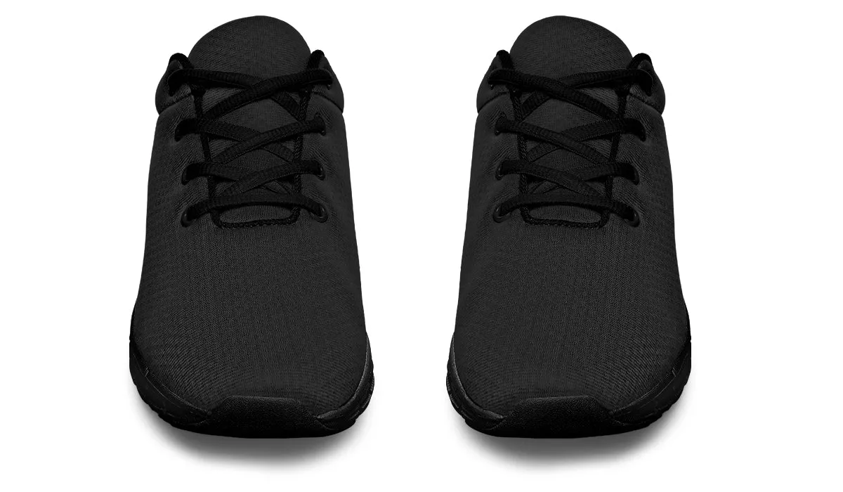 Pitch Black Athletic Sneakers - Light Breathable and Comfortable Sports Shoes with Anti-Slip Soles