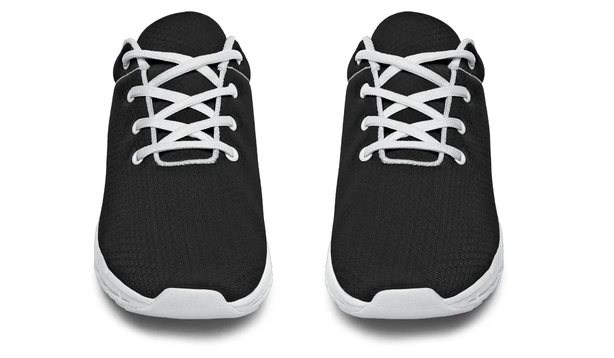 Pitch Black Athletic Sneakers - Light Breathable and Comfortable Sports Shoes with Anti-Slip Soles