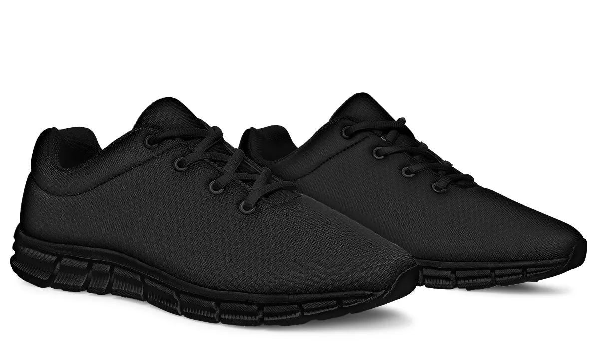 Pitch Black Athletic Sneakers - Light Breathable and Comfortable Sports Shoes with Anti-Slip Soles