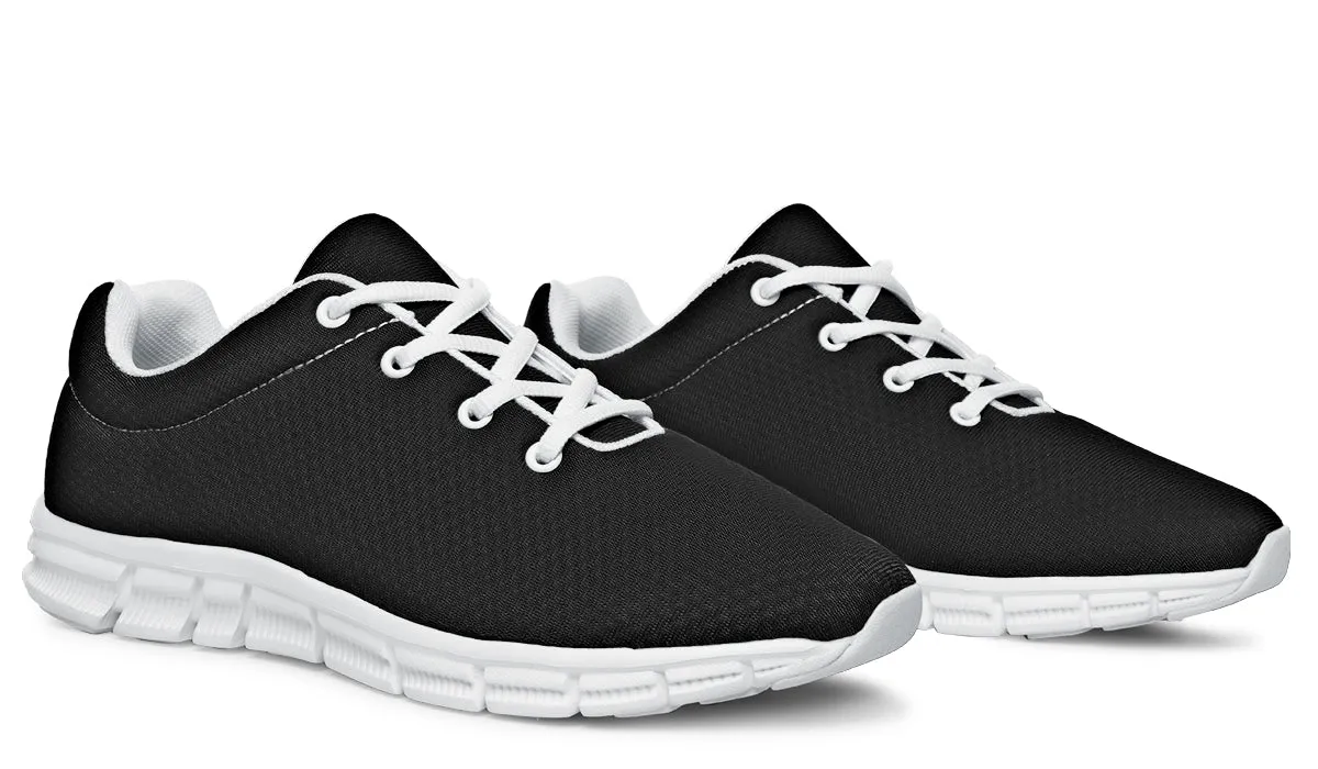 Pitch Black Athletic Sneakers - Light Breathable and Comfortable Sports Shoes with Anti-Slip Soles