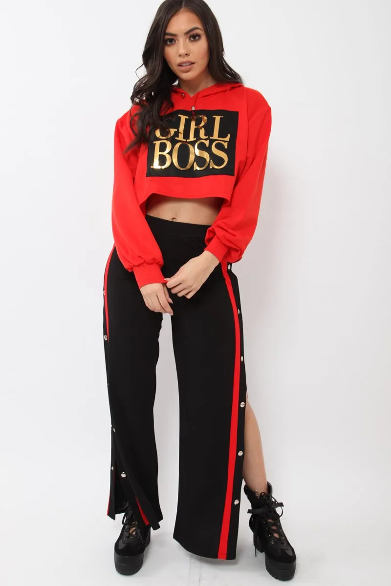 Red Girl Boss Cropped Hoodie - Kelsy