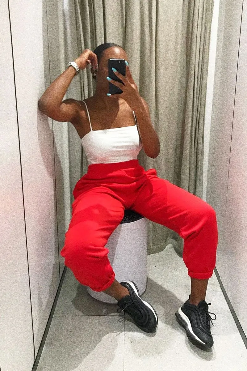 Red Oversized Joggers - Erica