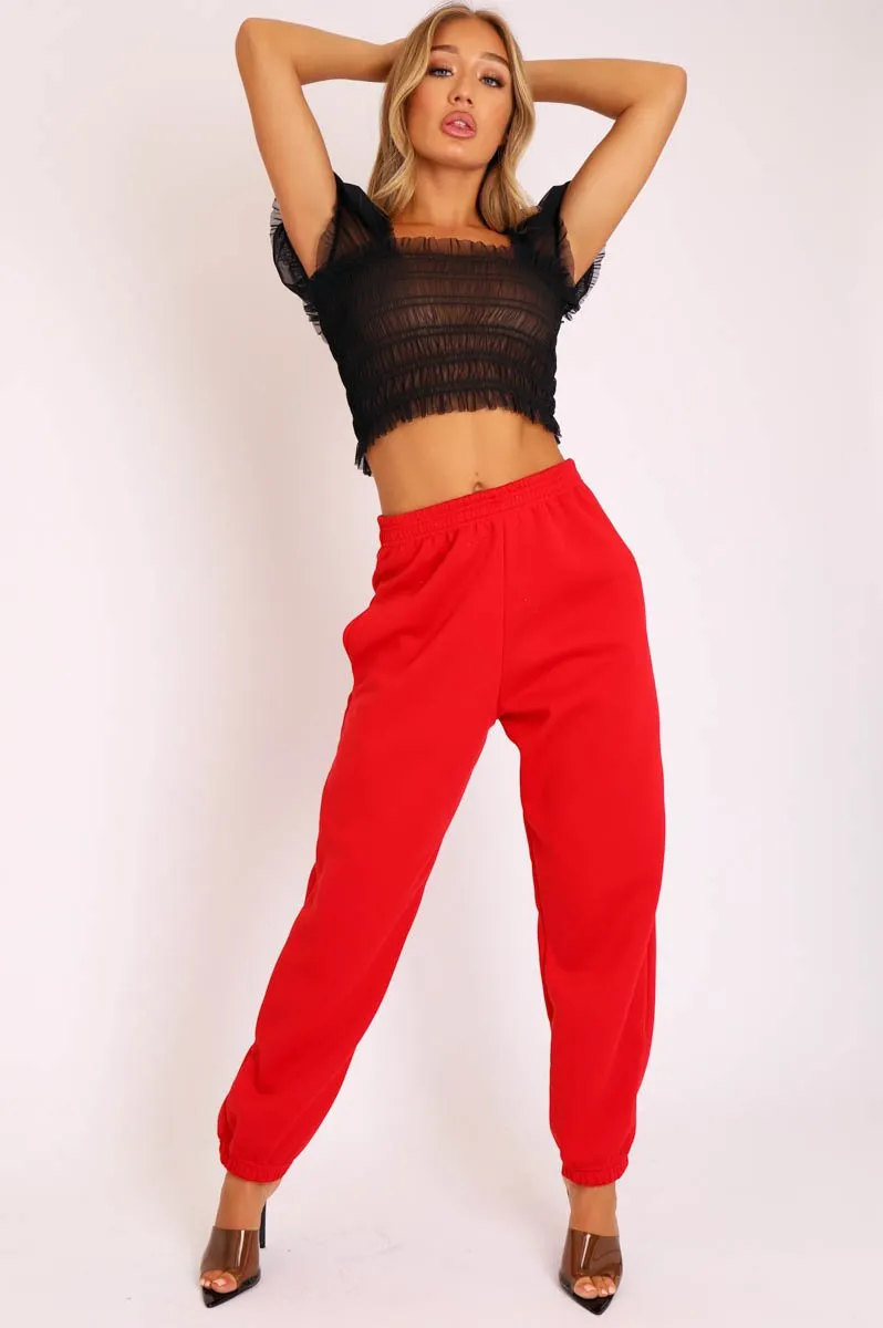 Red Oversized Joggers - Erica