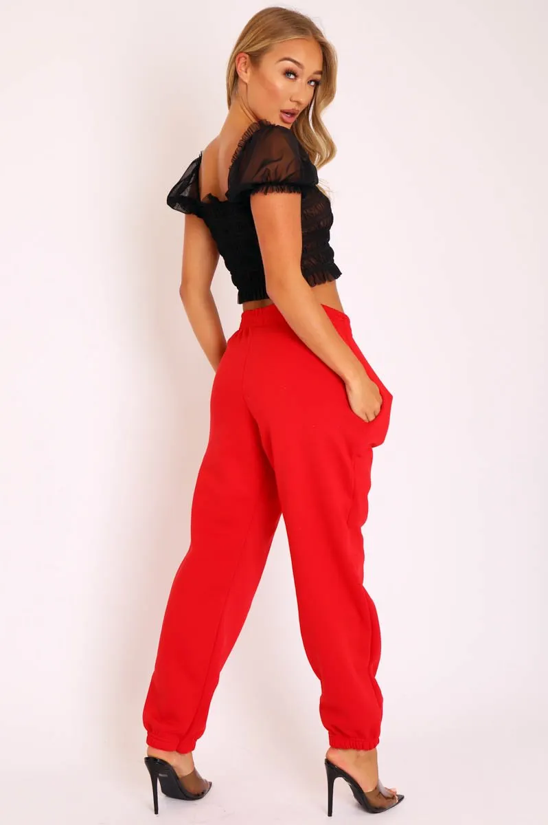 Red Oversized Joggers - Erica