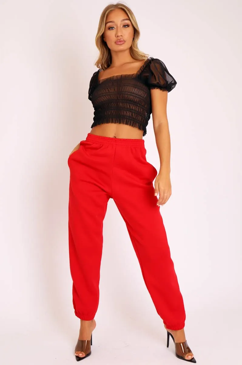 Red Oversized Joggers - Erica