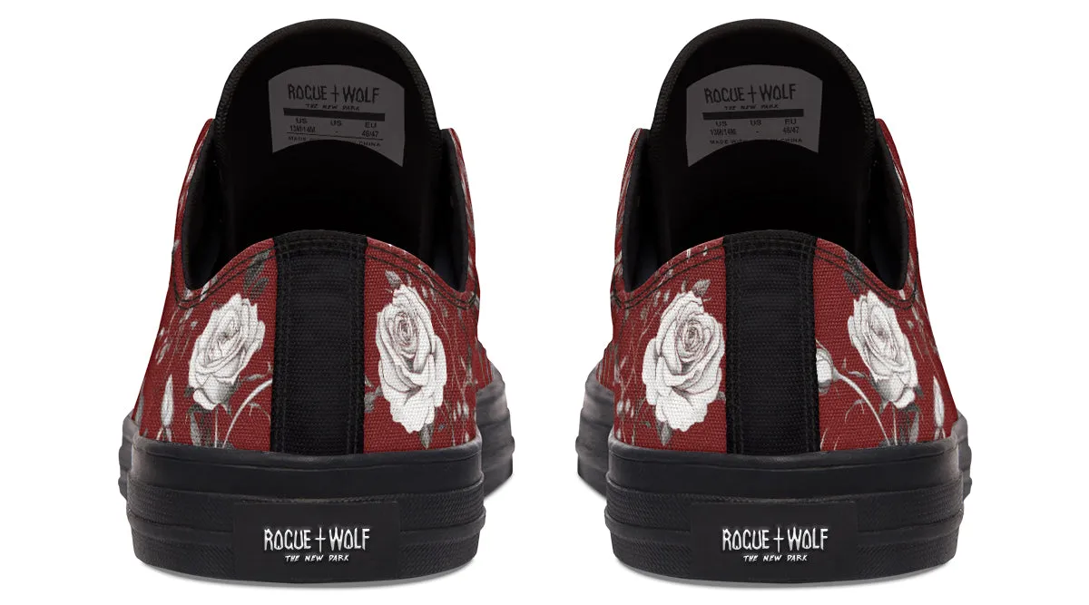 Red Rose Romance Low Tops - Classic Premium Canvas Shoes with Comfortable and Durable Soles