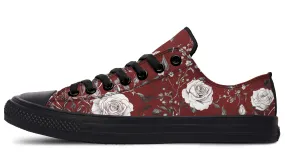 Red Rose Romance Low Tops - Classic Premium Canvas Shoes with Comfortable and Durable Soles