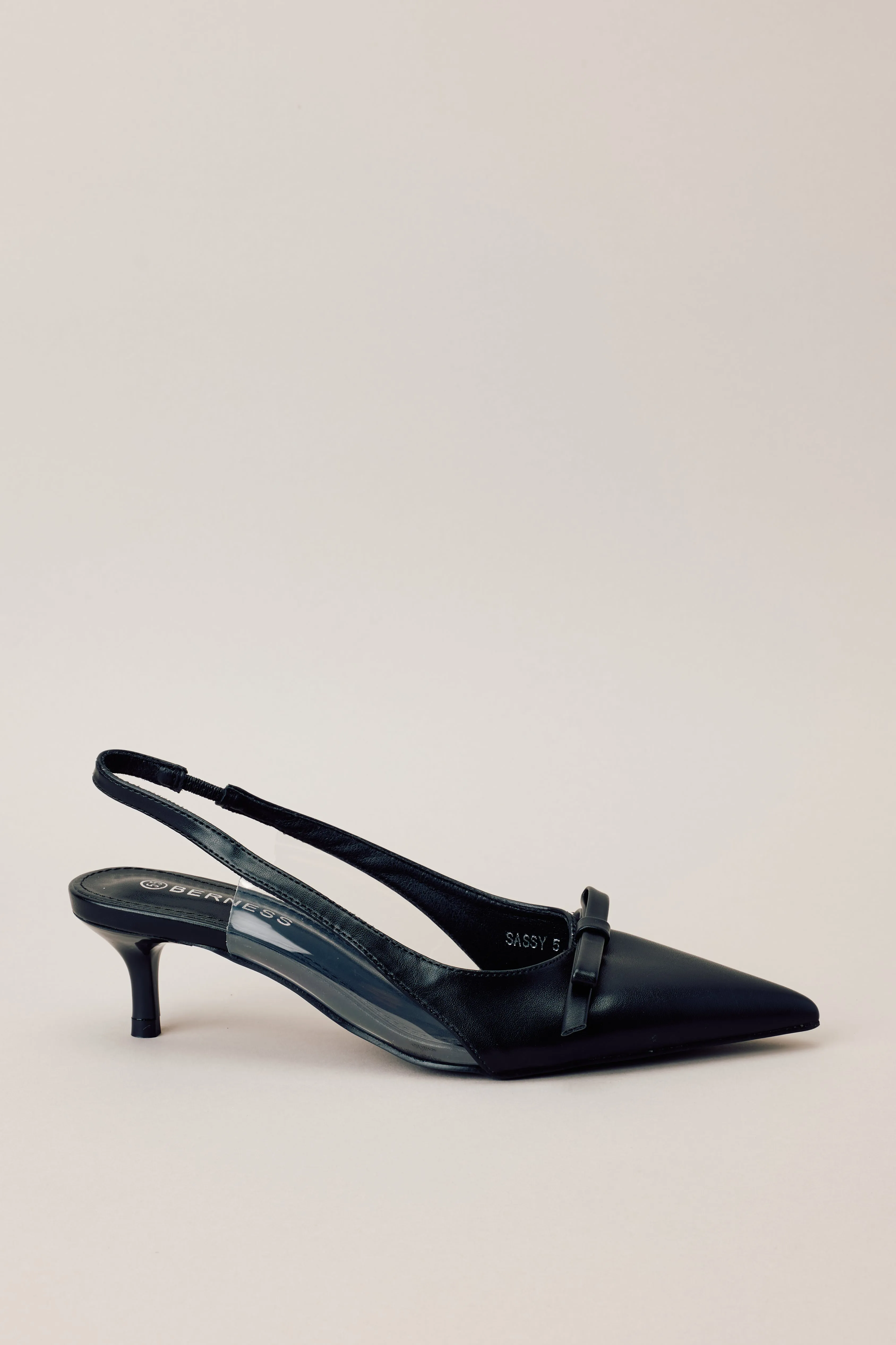 Regal Steps Black Slingback Kitten Heels