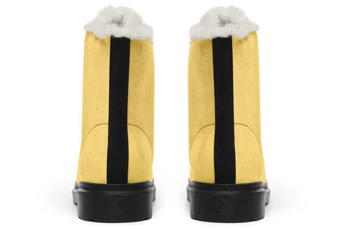 Soft Gold Winter Boots - Warm Micro-Suede Doc-Style Boots Lined with Vegan Wool