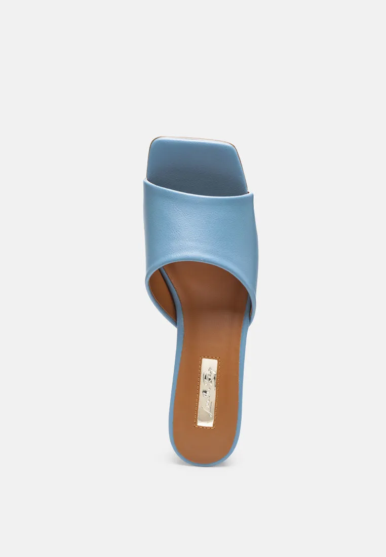 Square Toe Faux Leather Slip On Block Heels