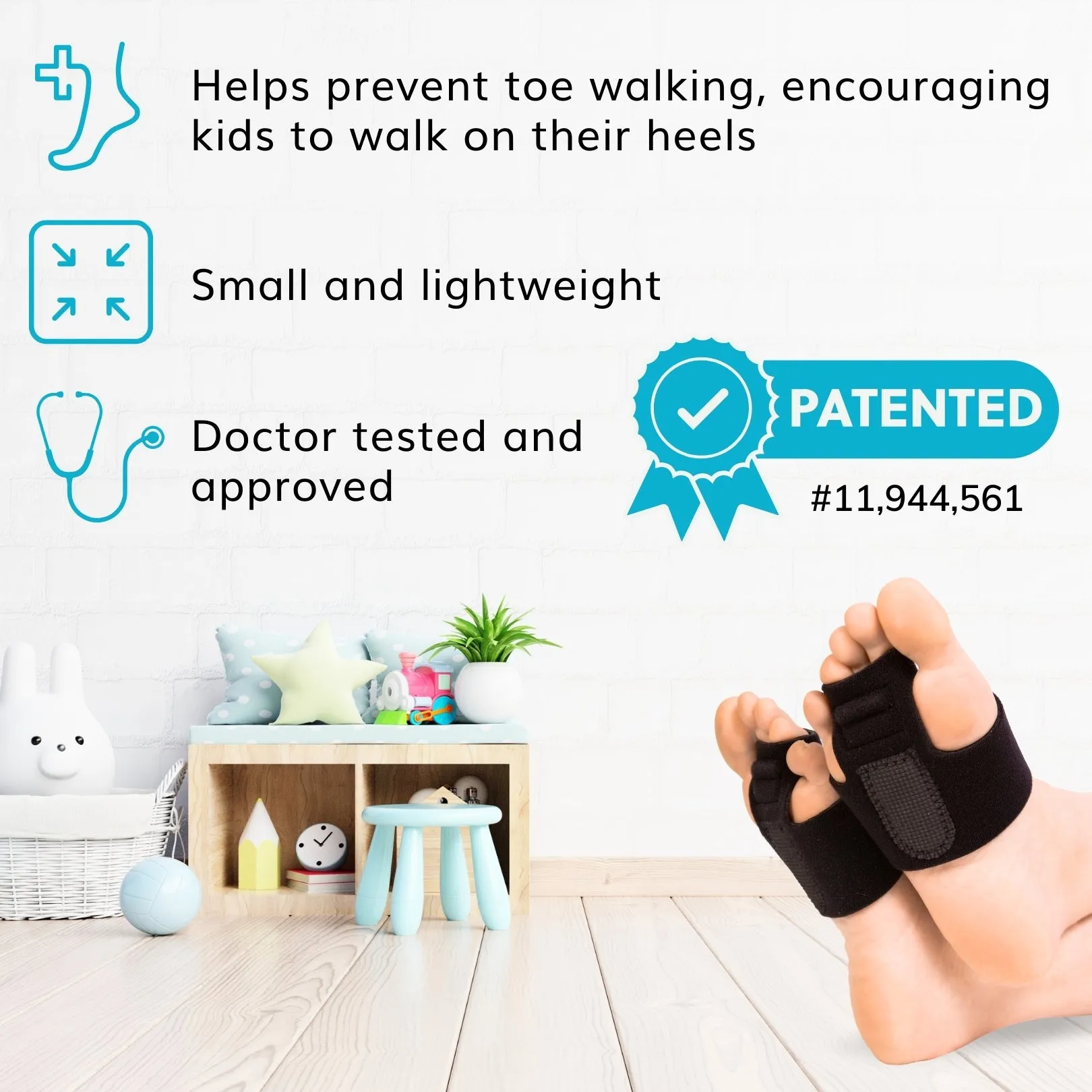 Toe Walking Brace | Patented Pediatric Idiopathic Tip-Toe Correction Splint for Youth Neurological Disorders (Pair)