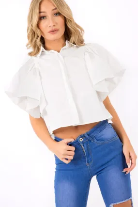 White  Bell Sleeve Open Back Shirt - Piper