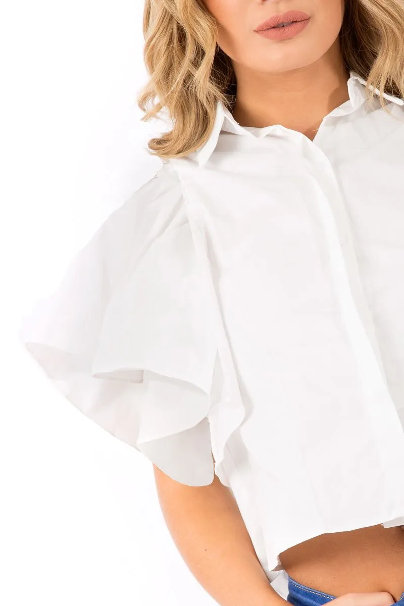 White  Bell Sleeve Open Back Shirt - Piper