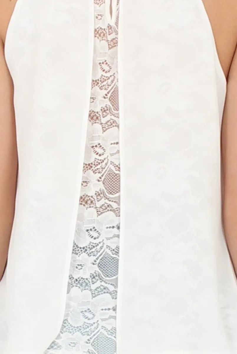 White High Neck Lace Back Top - Kerry