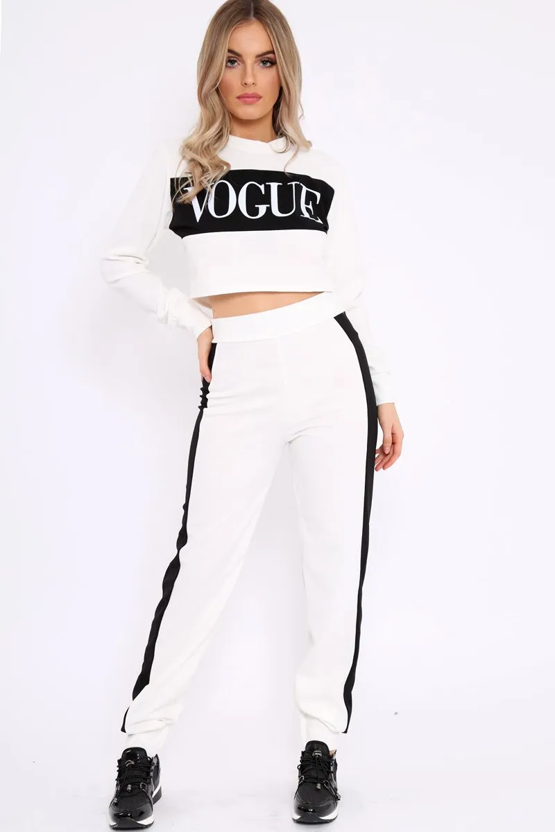 White Vogue Slogan Tracksuit - Neyla