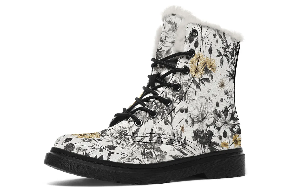 Wildflower Winter Boots - Warm Micro-Suede Doc-Style Boots Lined with Vegan Wool