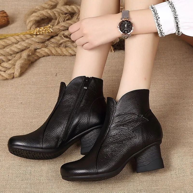 Women's Casual Shoes GRCL08 Waterproof Leather Ankle Boots