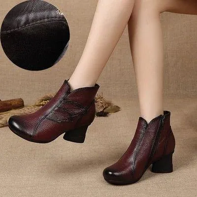 Women's Casual Shoes GRCL08 Waterproof Leather Ankle Boots