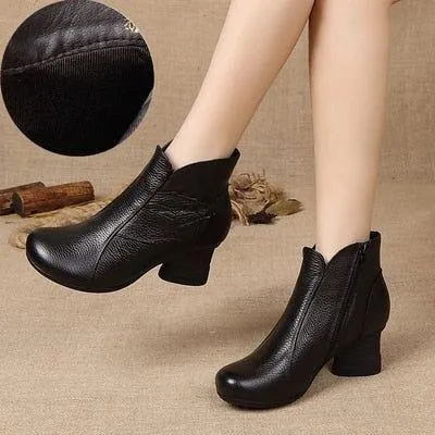 Women's Casual Shoes GRCL08 Waterproof Leather Ankle Boots