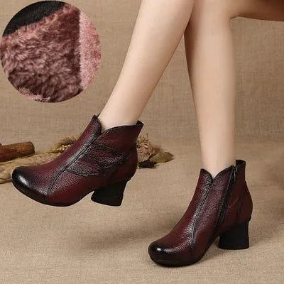 Women's Casual Shoes GRCL08 Waterproof Leather Ankle Boots